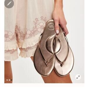 REVOLVE Metallic Pewter Flip Flops